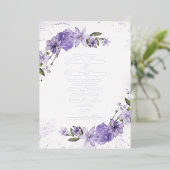Paarse Floral Wedding Folie Uitnodiging (Staand Voorkant)