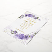 Paarse Floral Wedding Folie Uitnodiging (Gedraaid)