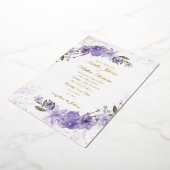 Paarse Floral Wedding Folie Uitnodiging (Gedraaid)