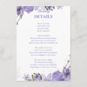 Paarse Floral Wedding Informatiekaartje (Achterkant)
