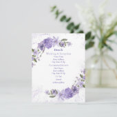 Paarse Floral Wedding Informatiekaartje (Staand voorkant)