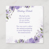 Paarse Floral Wedding Informatiekaartje (Achterkant)