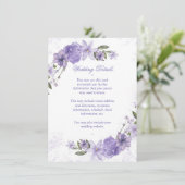 Paarse Floral Wedding Informatiekaartje (Staand voorkant)