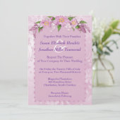Paarse Floral Wedding Invitations Kaart (Staand voorkant)