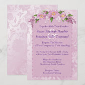 Paarse Floral Wedding Invitations Kaart (Voorkant / Achterkant)