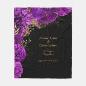 Paarse Floral Wedding Jubileum Fleece Blanket (Voorkant)