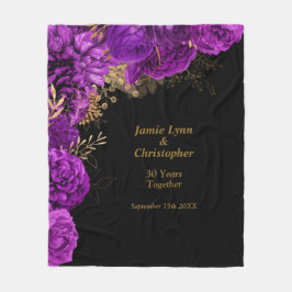 Paarse Floral Wedding Jubileum Fleece Blanket
