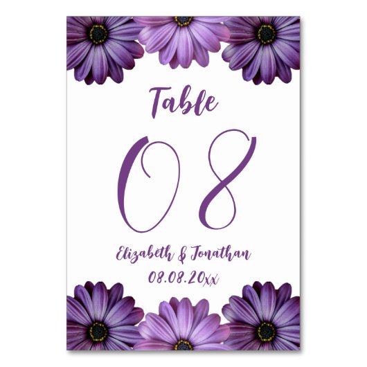 Paarse Floral Wedding Kaart (Achterkant)