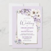 Paarse Floral Wedding Kaart (Voorkant)
