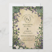  Paarse Floral Wedding Kaart (Voorkant)