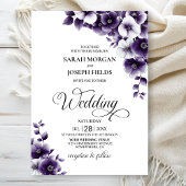 Paarse Floral Wedding Kaart