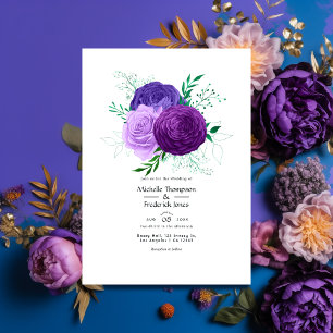 Paarse Floral Wedding Kaart