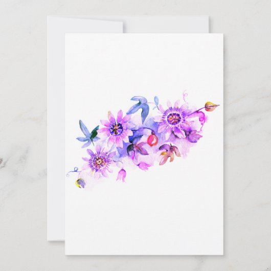 Paarse Floral Wedding Kaart (Achterkant)