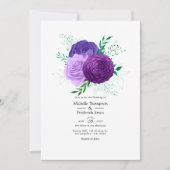 Paarse Floral Wedding Kaart (Voorkant)