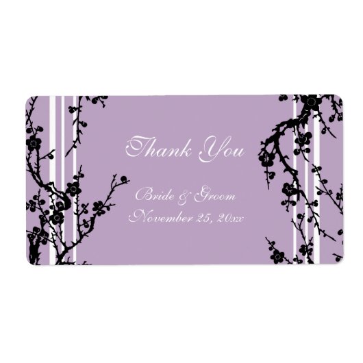 Paarse Floral Wedding Labels (Voorkant)