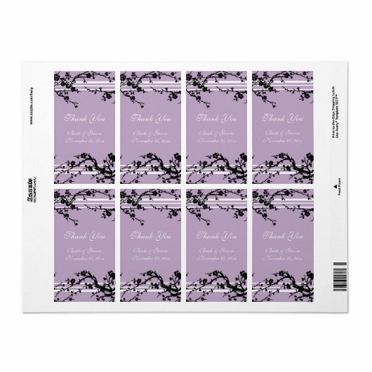 Paarse Floral Wedding Labels (Full Sheet)