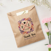 Paarse Floral Wedding Monogram Wreatdesign Bedankzakje (Gezegeld)