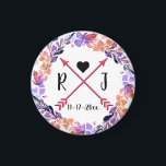 Paarse Floral Wedding Monogram Wreatdesign Magneet<br><div class="desc">Paarse Floral Wedding Monogram Wreath Design. Geweldig voor Favors.</div>