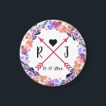 Paarse Floral Wedding Monogram Wreatdesign Magneet<br><div class="desc">Paarse Floral Wedding Monogram Wreath Design. Geweldig voor Favors.</div>