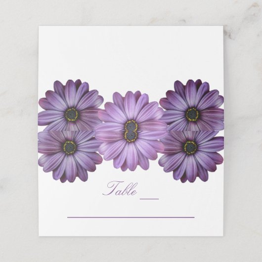 Paarse Floral Wedding Plaatskaartje (Buitenkant ongevouwen)