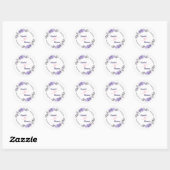 Paarse Floral Wedding Ronde Sticker (Vel)