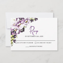 Paarse Floral Wedding RSVP