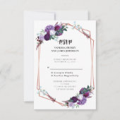 Paarse Floral Wedding RSVP Kaart (Voorkant)