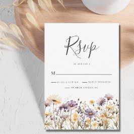 Paarse Floral Wedding RSVP-kaart RSVP Kaartje