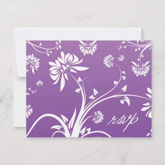 Paarse Floral Wedding RSVP-kaart RSVP Kaartje (Voorkant)