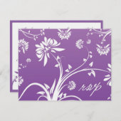 Paarse Floral Wedding RSVP-kaart RSVP Kaartje (Voorkant / Achterkant)