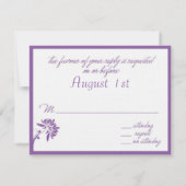 Paarse Floral Wedding RSVP-kaart RSVP Kaartje (Achterkant)