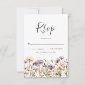 Paarse Floral Wedding RSVP-kaart RSVP Kaartje (Voorkant)
