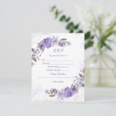 Paarse Floral Wedding RSVP Kaartje (Staand voorkant)