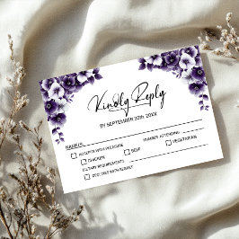 Paarse Floral Wedding RSVP Kaartje
