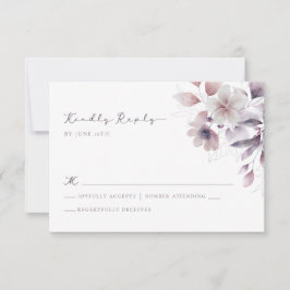Paarse Floral Wedding RSVP Kaartje