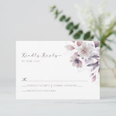 Paarse Floral Wedding RSVP Kaartje (Staand voorkant)