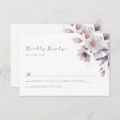 Paarse Floral Wedding RSVP Kaartje (Voorkant / Achterkant)