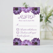 Paarse Floral Wedding RSVP Kaartje (Staand voorkant)