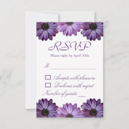 Paarse Floral Wedding RSVP Kaartje