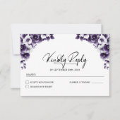 Paarse Floral Wedding RSVP Kaartje (Voorkant)