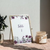 Paarse Floral Wedding Table Numbers Kaart