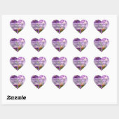 Paarse Floral Weduwingadreslabel Hart Sticker (Vel)