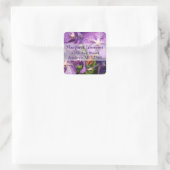 Paarse Floral Weduwingadreslabel Vierkante Sticker (Tas)