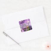 Paarse Floral Weduwingadreslabel Vierkante Sticker (Envelop)
