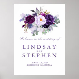 Paarse Floral Weduwschap Welkomstteken Poster