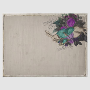 Paarse Floral White Rabbit Alice in Wonderland Tissuepapier