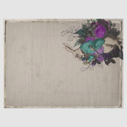 Paarse Floral White Rabbit Alice in Wonderland Tissuepapier (Voorkant)