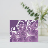 Paarse Floral White Scroll Briefkaart (Staand voorkant)