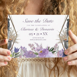 Paarse Floral Wiccan Rite of Union Handfasting Save The Date