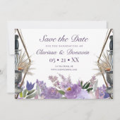 Paarse Floral Wiccan Rite of Union Handfasting Save The Date (Voorkant)
